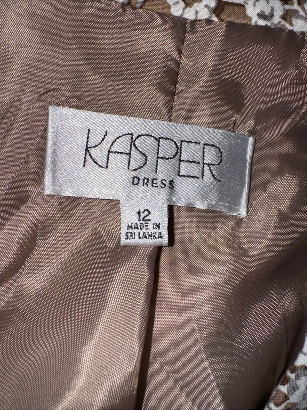 Kasper Dress Size 12 Brown White Floral Fit & Flare Belted Midi Dress - Picture 4 of 6